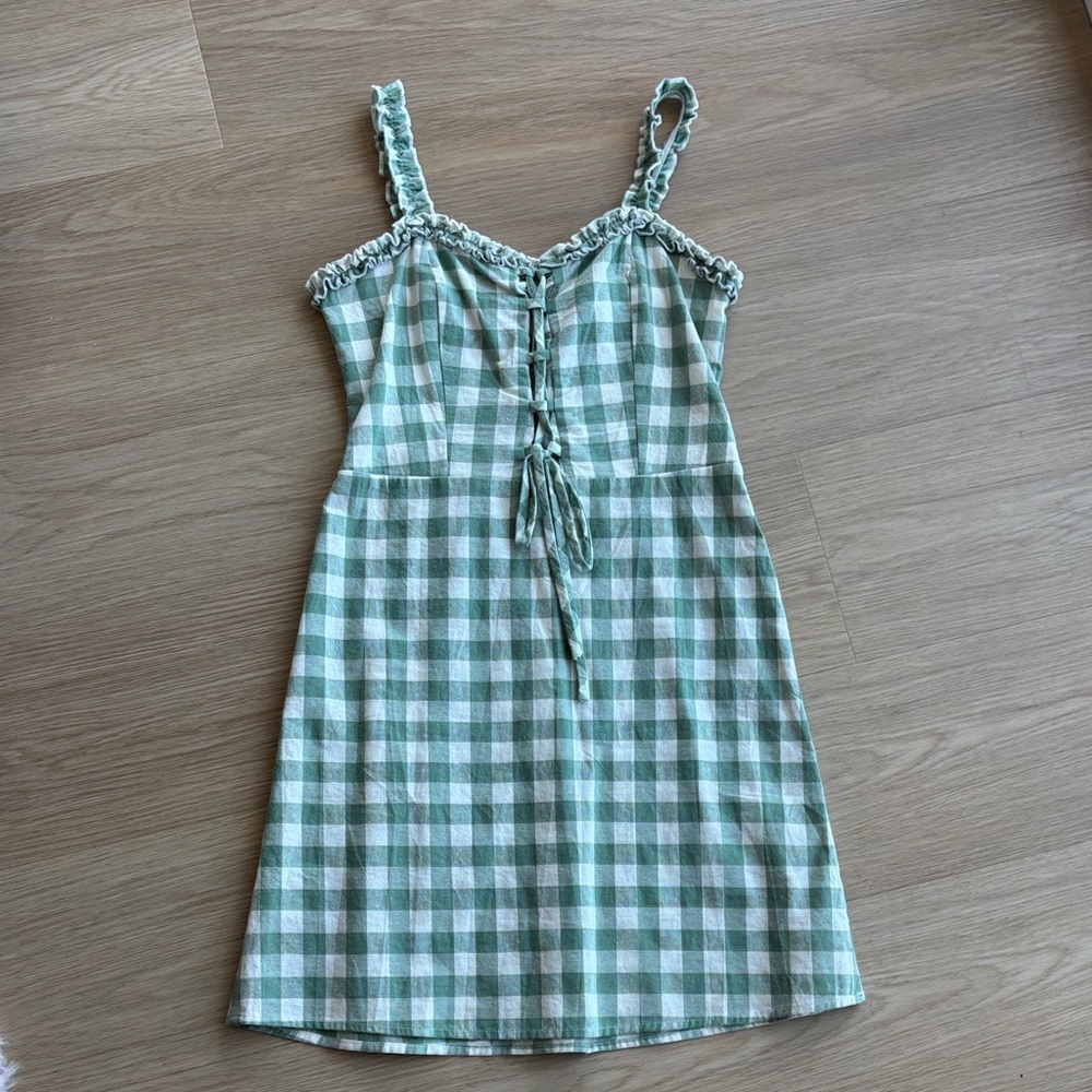 Green Plaid Mini Dress